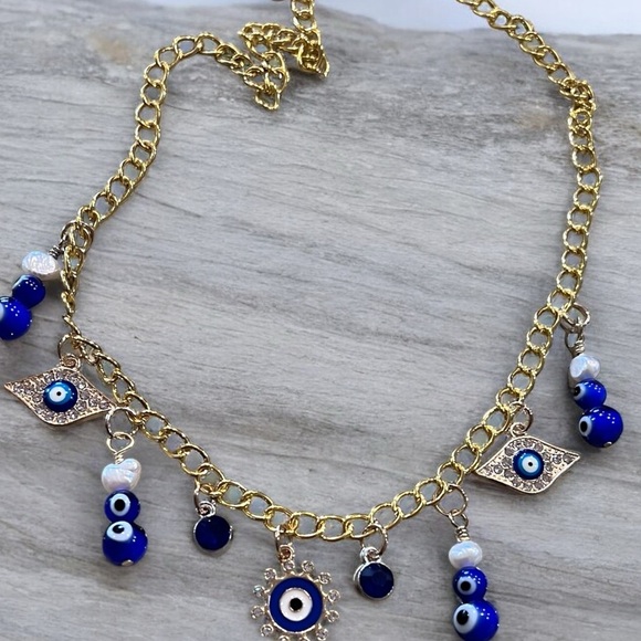 Evil eye charm necklace. 19” - Picture 14 of 16